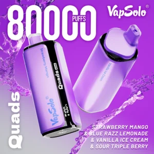 VapSolo Quads 4-in-1 80000 - 8/ Strawberry Mango & Blue Razz Lemonade & Vanilla Ice Cream & Sour Triple Berry